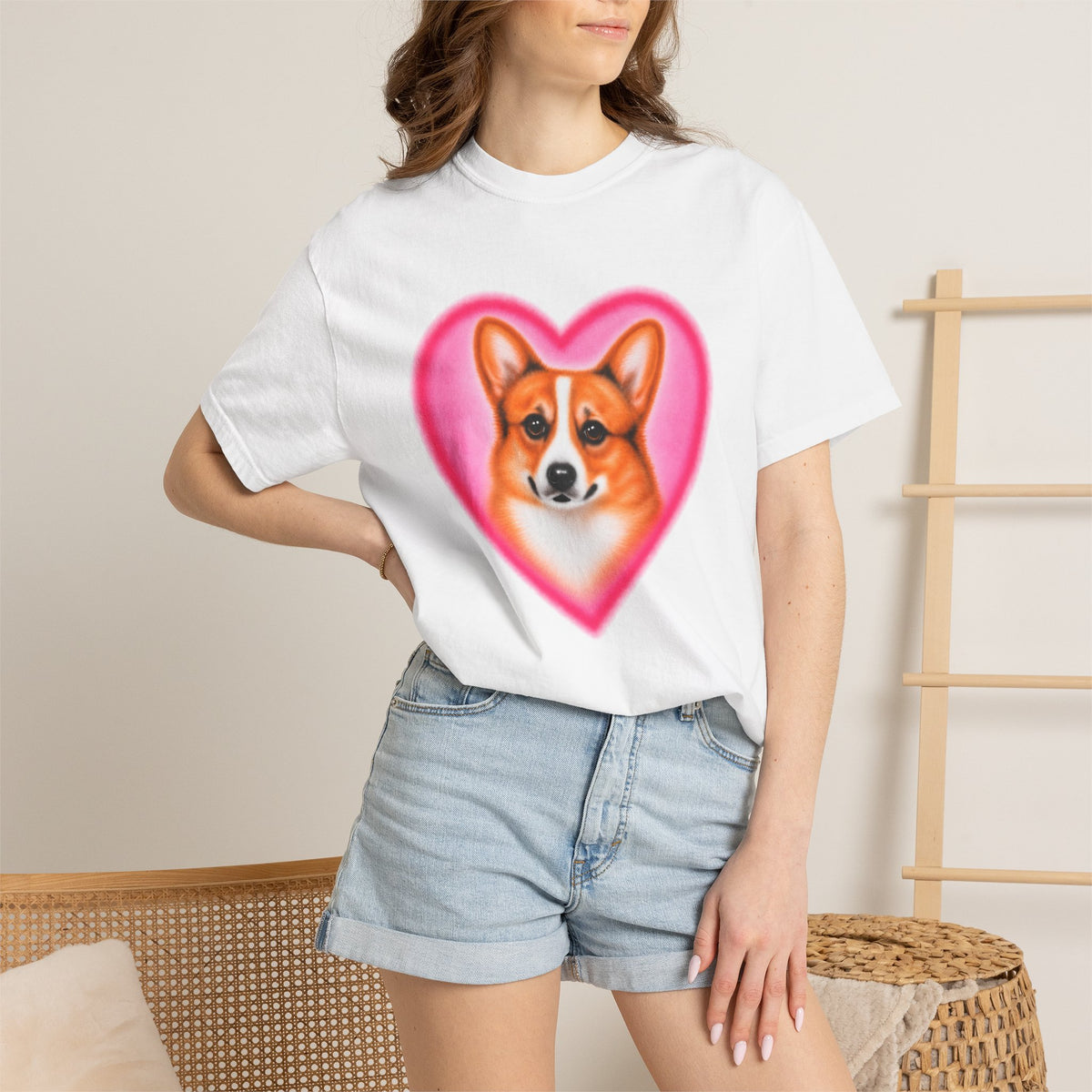 corgi airbrush printed tee